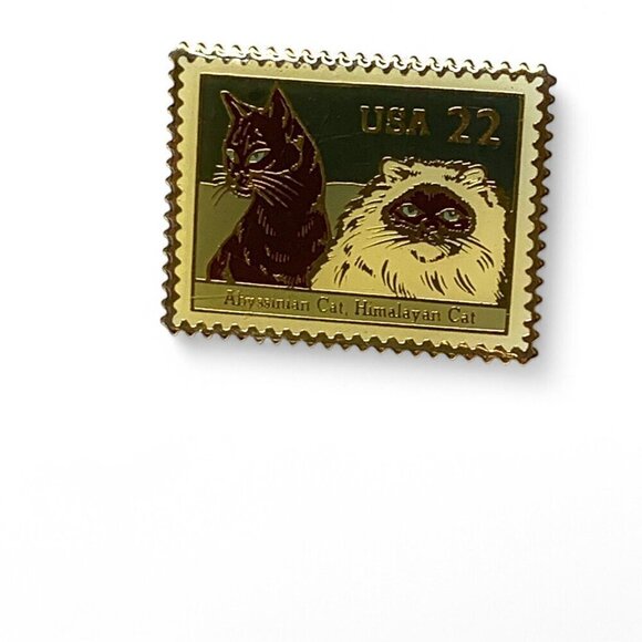 Vintage Postal Service Cat Stamp Lapel Pin By Jonathan Grey & Associates Gold - Picture 9 of 9